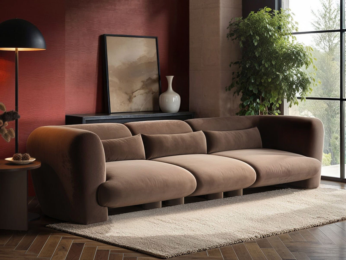 SOLACE+CO Maddox 4 Seater Chocolate Velvet Sofa