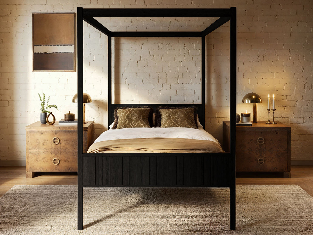 Flair Maddy 4 Poster Bed Frame Solid Pine Black Double