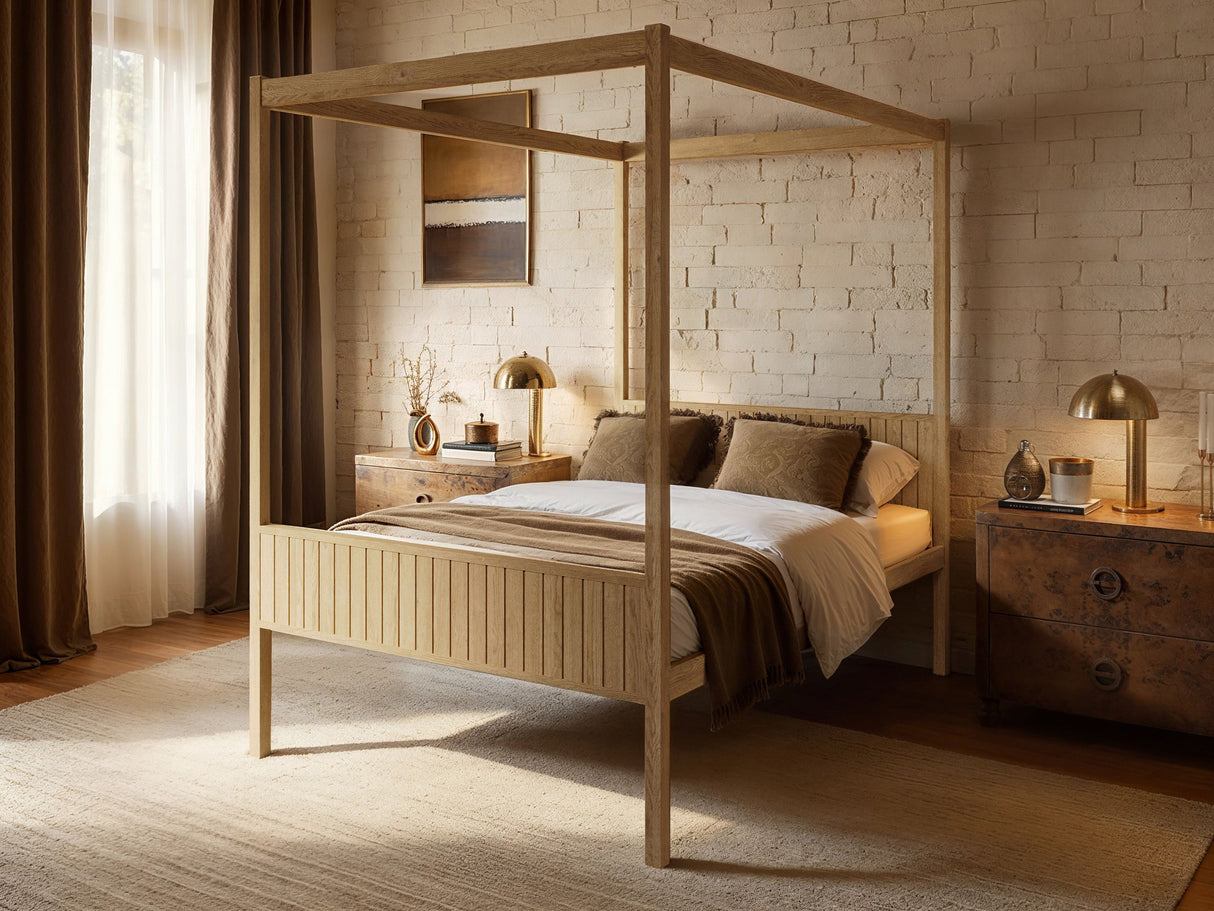 Flair Maddy 4 Poster Bed Frame Solid Pine Natural Double