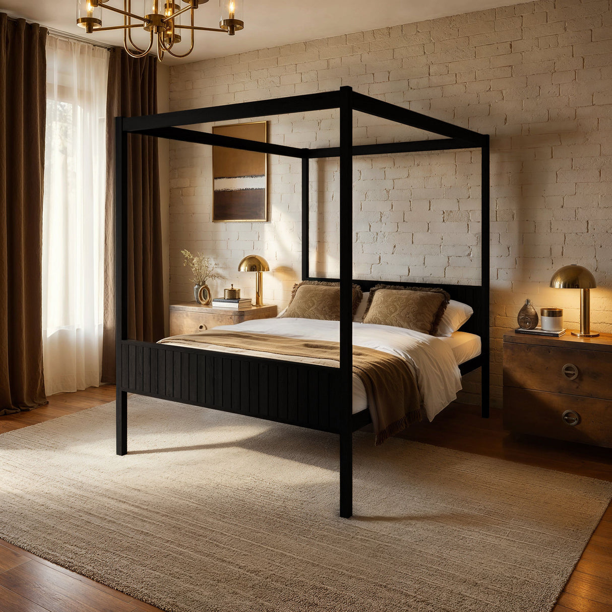 Flair Maddy 4 Poster Bed Frame Solid Pine Black Kingsize