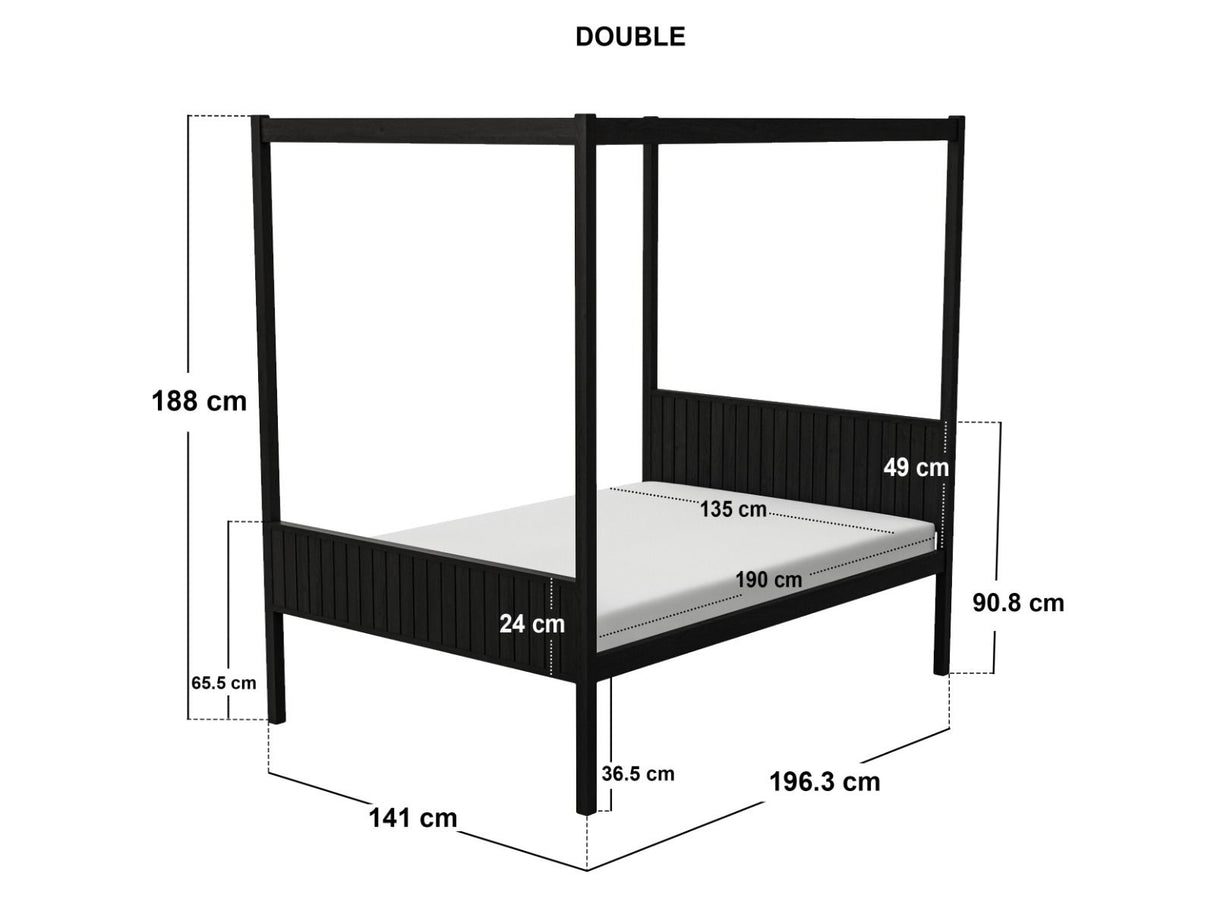 Flair Maddy 4 Poster Bed Frame Solid Pine Black Double