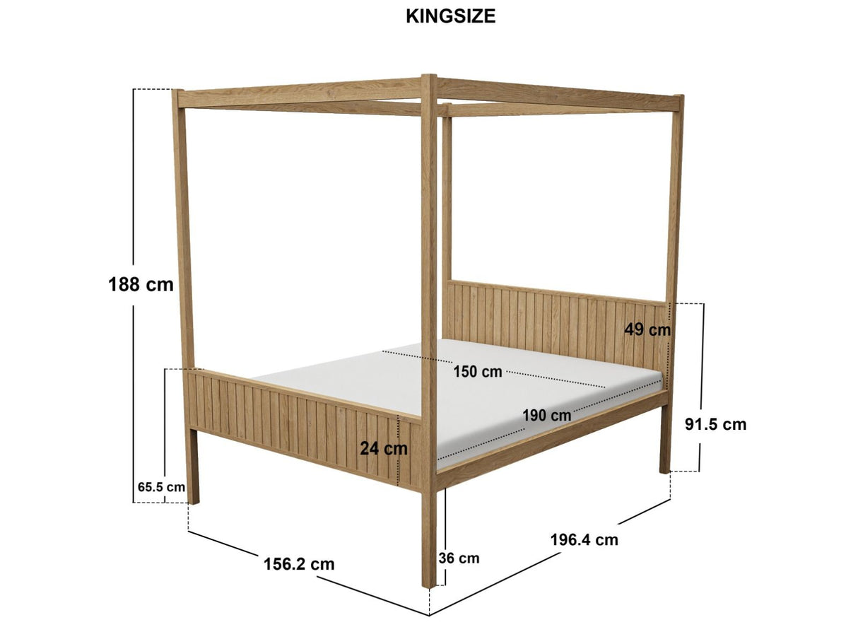 Flair Maddy 4 Poster Bed Frame Solid Pine Natural Kingsize