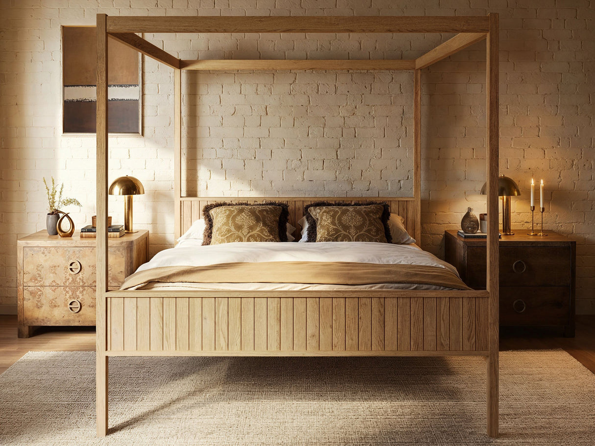 Flair Maddy 4 Poster Bed Frame Solid Pine Natural SuperKing