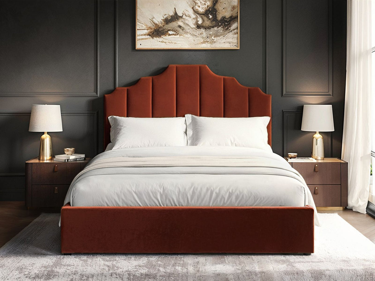 Flair Margot Double Ottoman Bed Orange Velvet