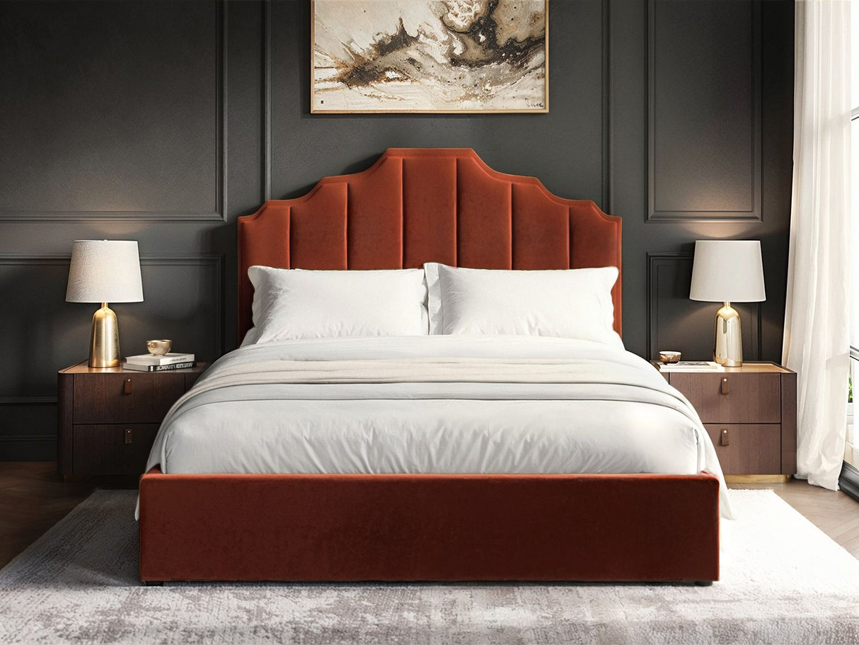 Flair Margot Kingsize Ottoman Bed Orange Velvet