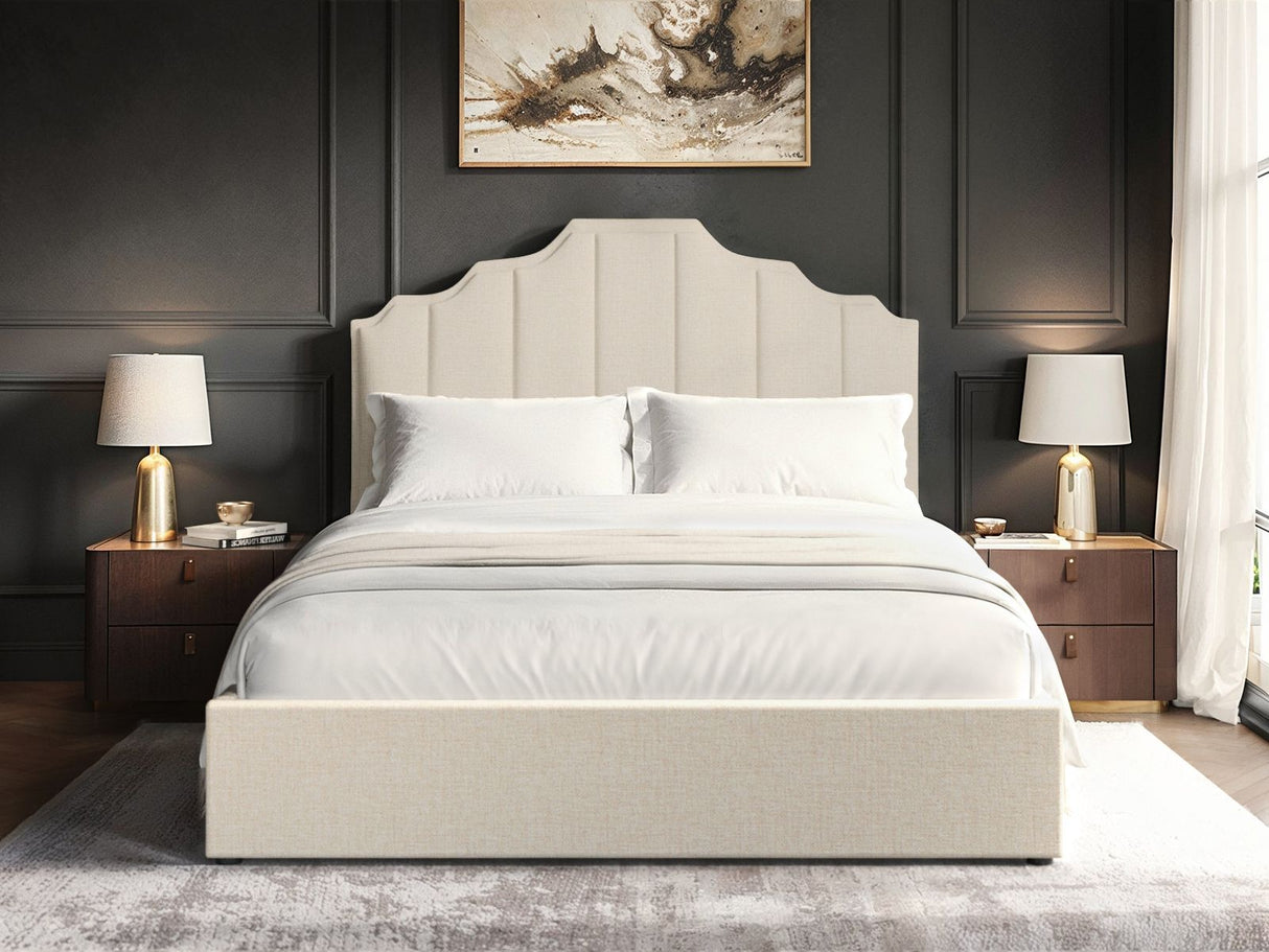 Flair Margot Double Ottoman Bed Beige Linen