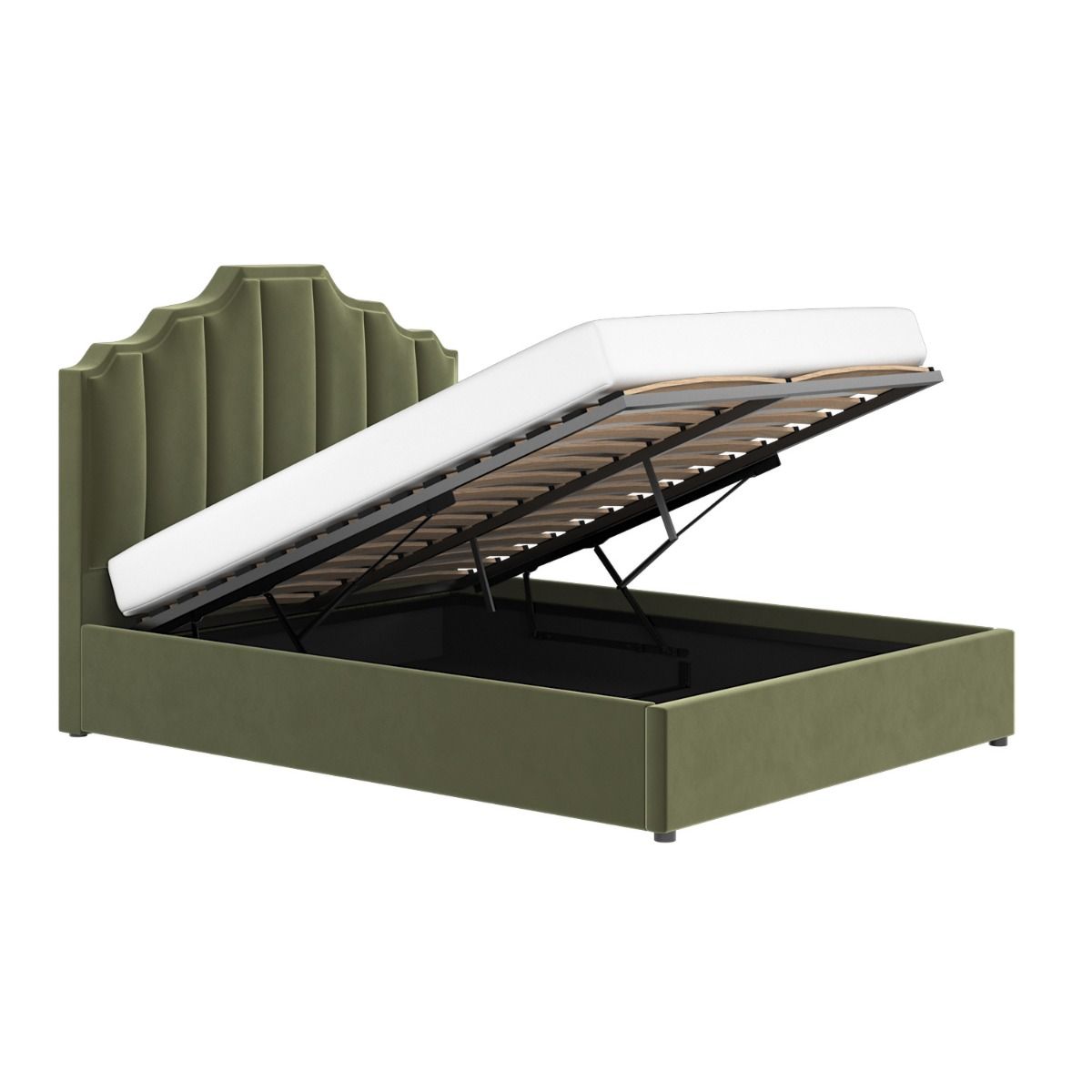 Flair Margot Double Ottoman Bed Green Velvet