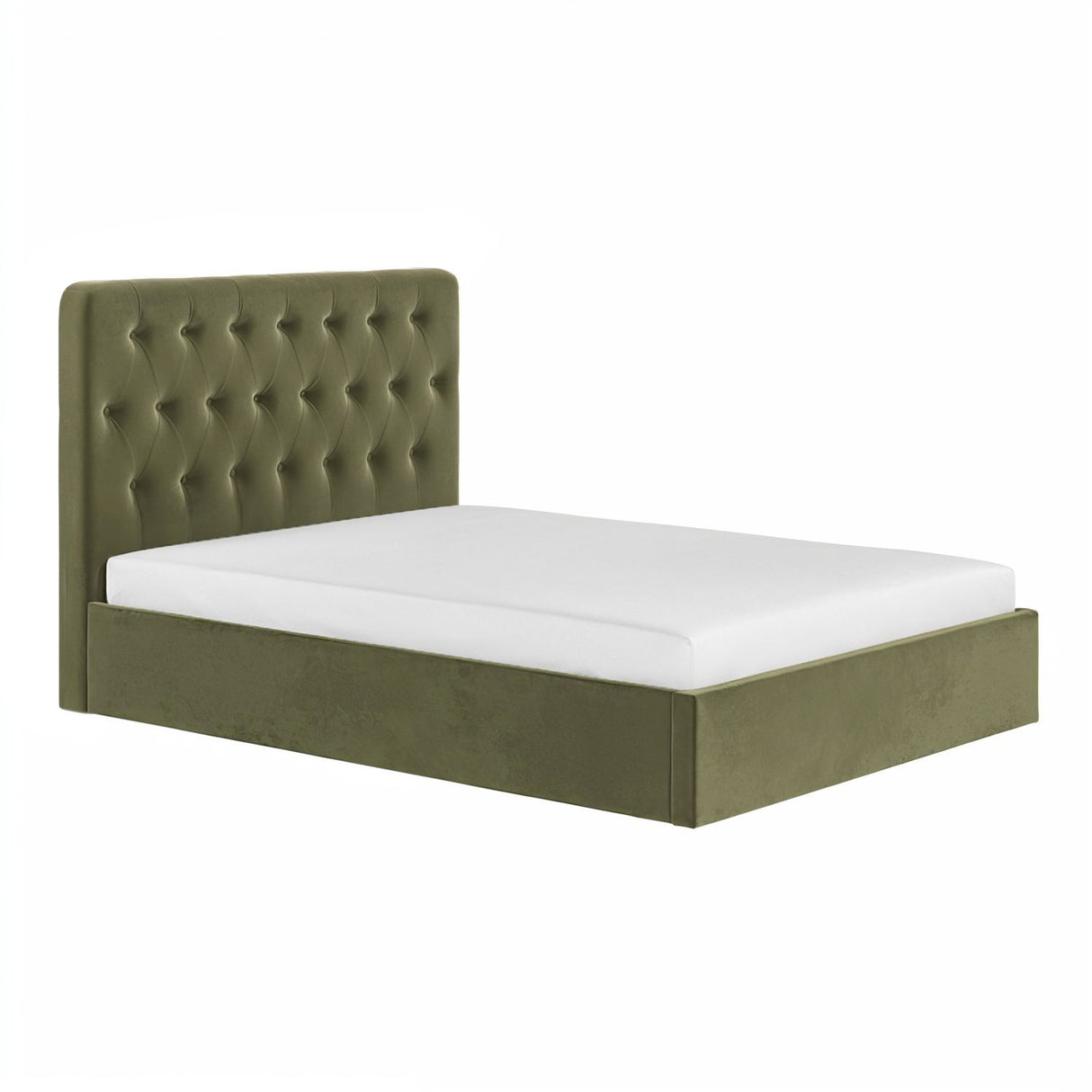 Flair Marley Buttoned Headboard King Size Ottoman Bed Green Velvet