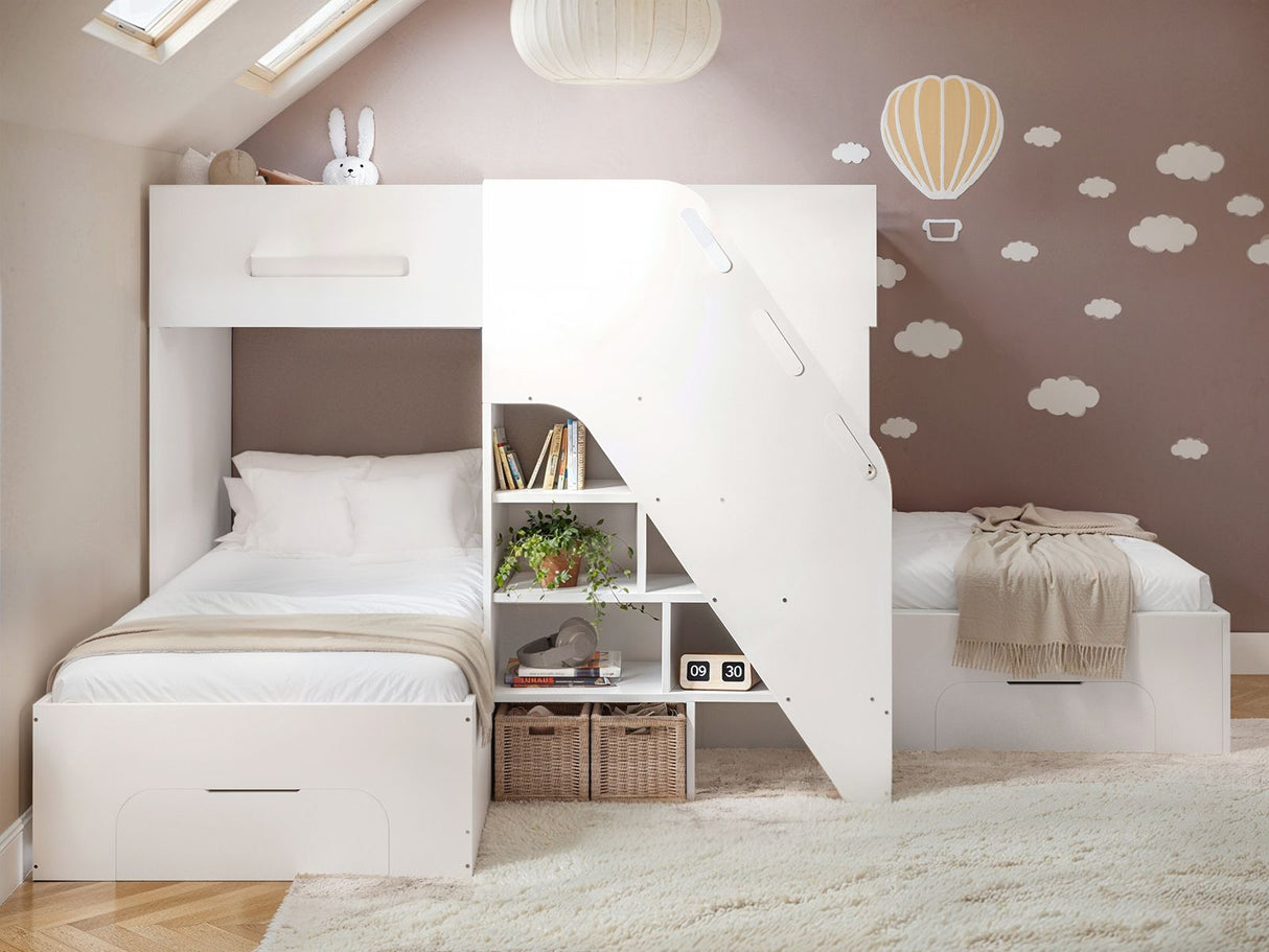 Flair Mason Staircase Triple Sleeper with Storage White
