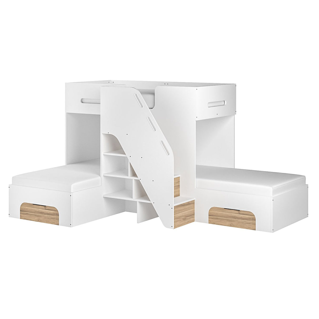 Flair Mason Staircase Triple Sleeper with Storage White & Oak