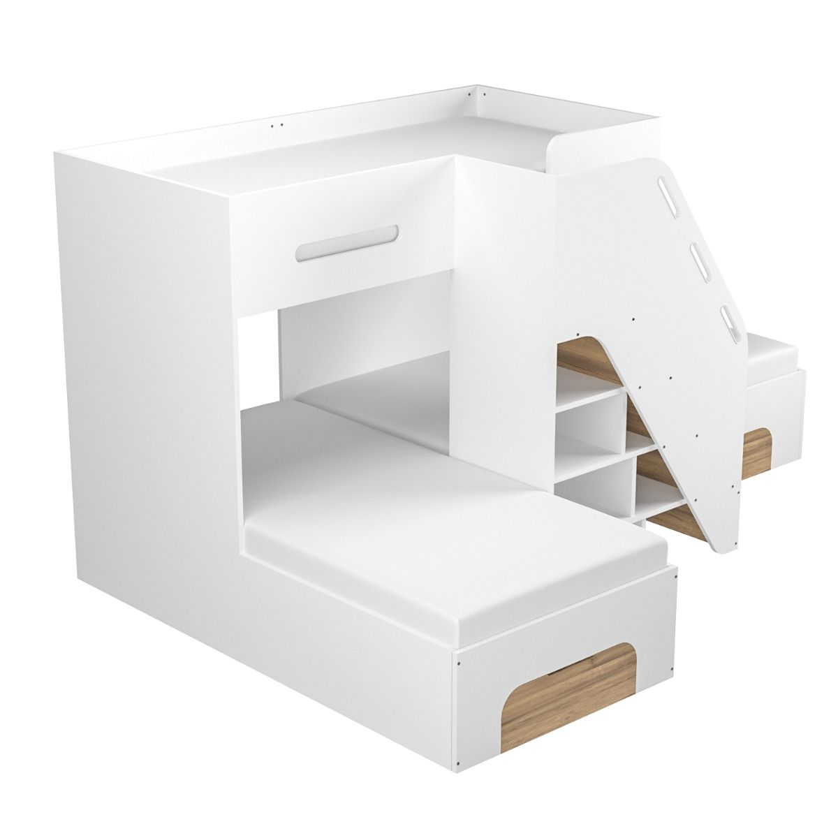 Flair Mason Staircase Triple Sleeper with Storage White & Oak