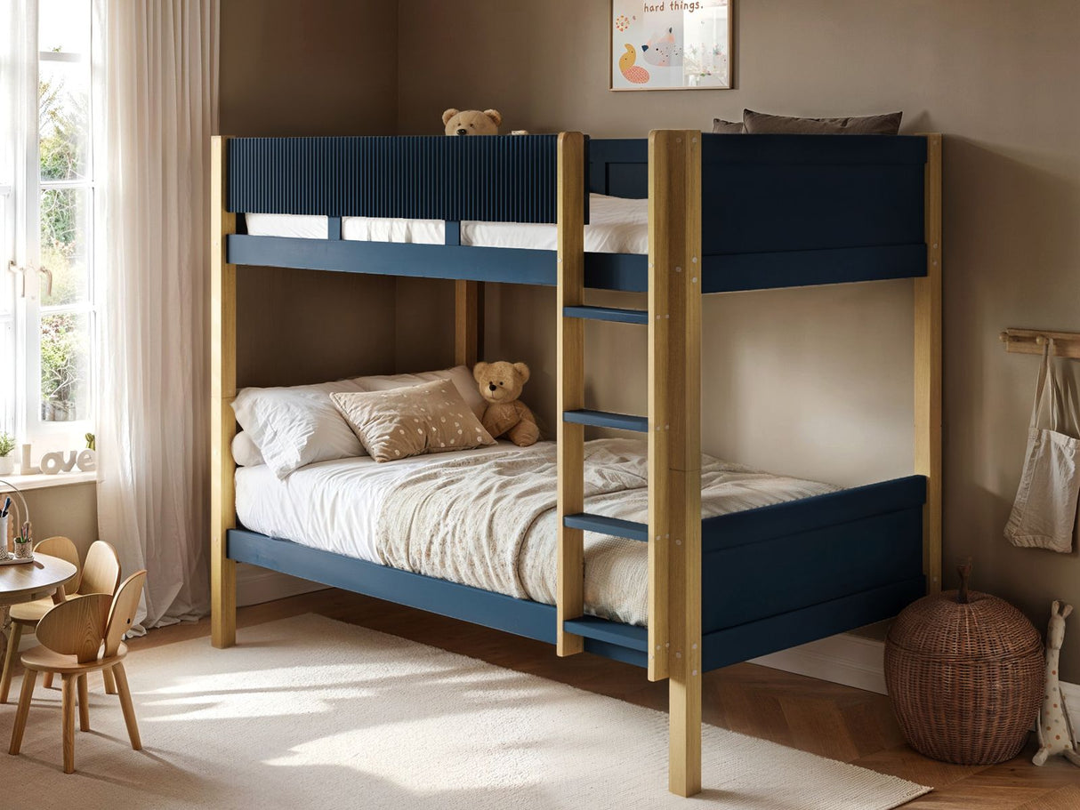Flair Mateo Detachable Ribbed Bunk Bed Oak & Navy