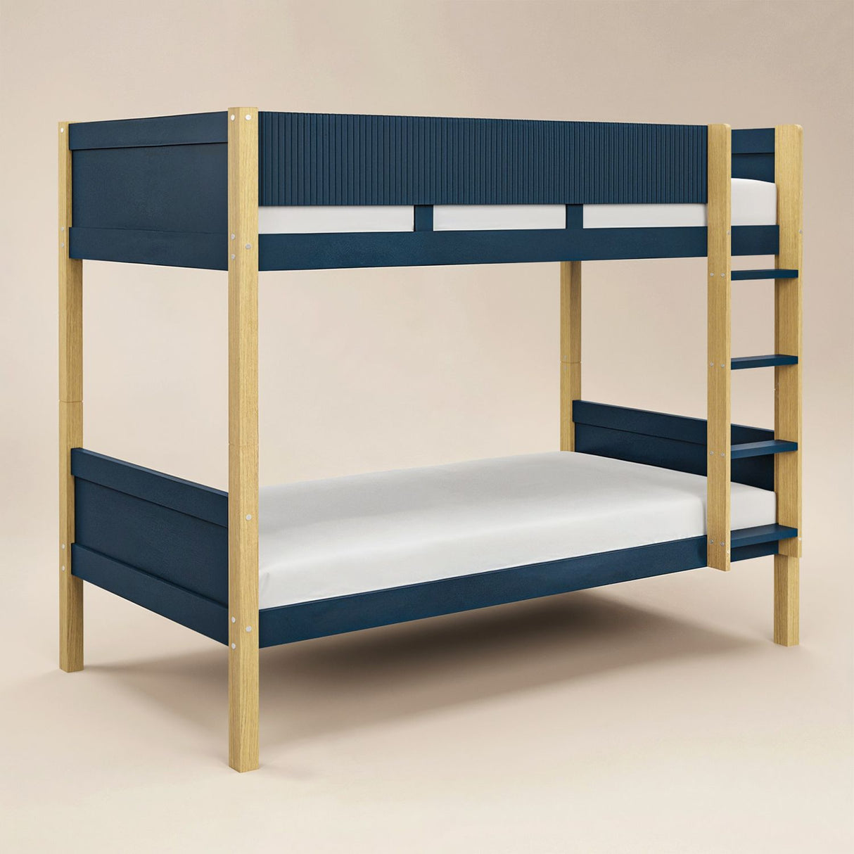 Flair Mateo Detachable Ribbed Bunk Bed Oak & Navy