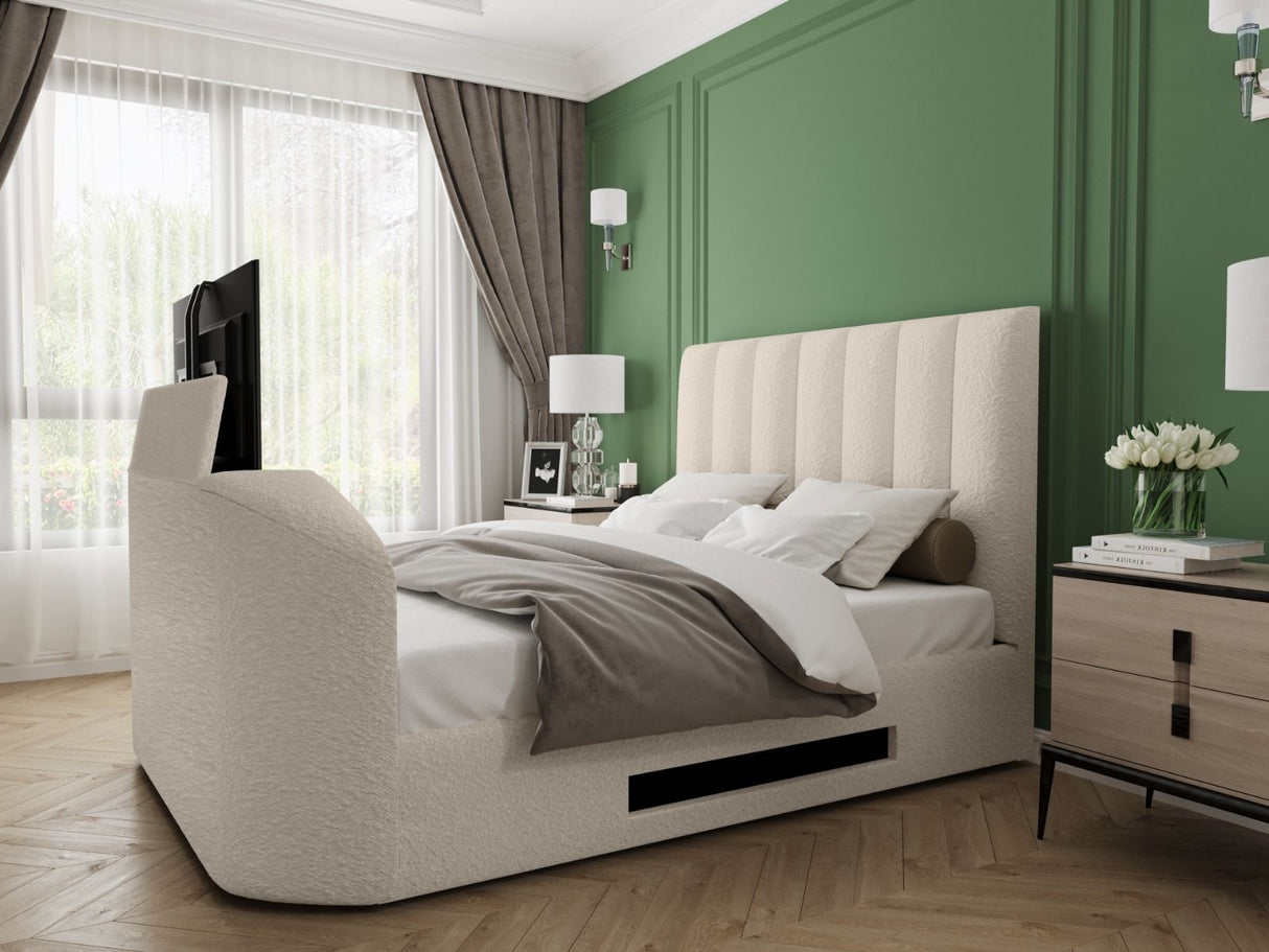 Flair Megane Double Side Lift TV Ottoman Bed Cream Boucle