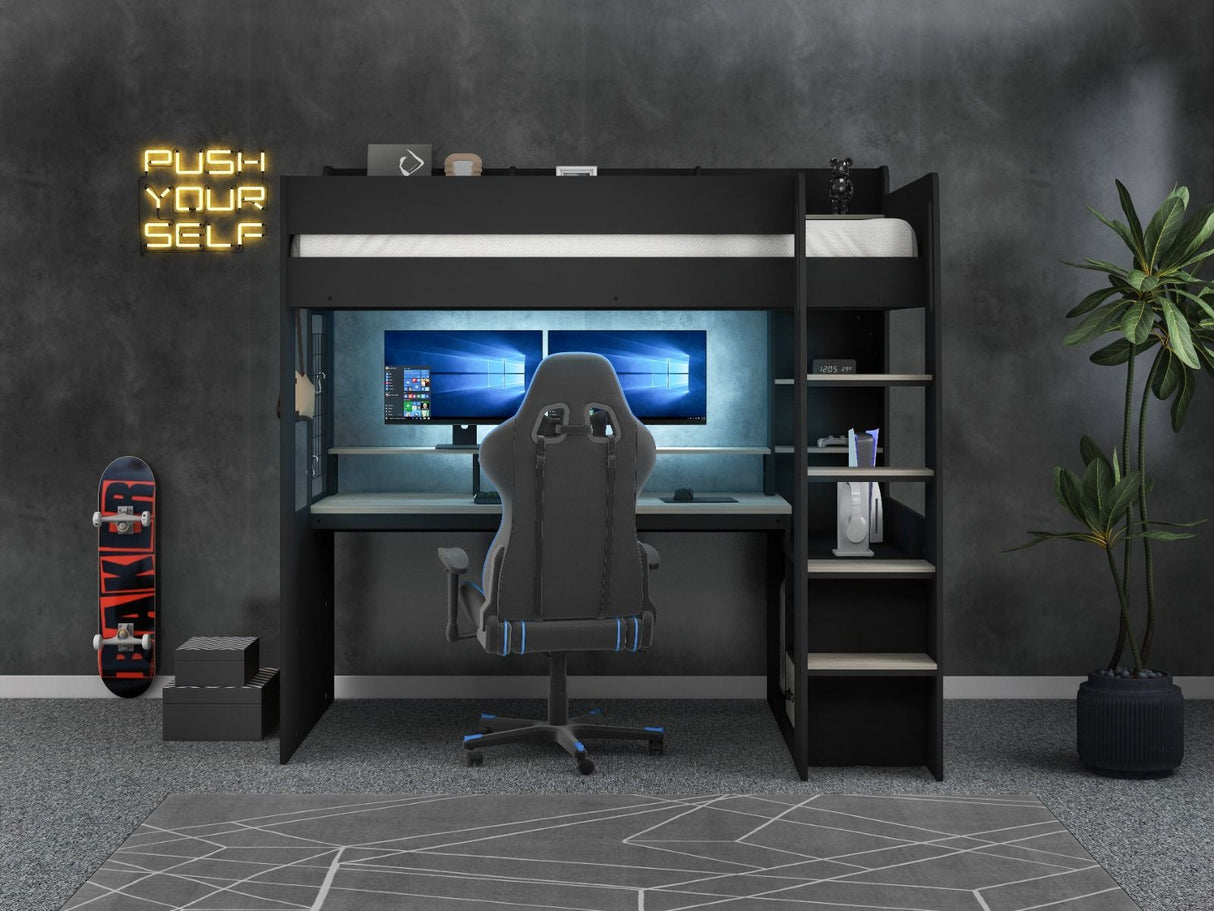 Recoil Kyrk Storage Gaming High Sleeper Black