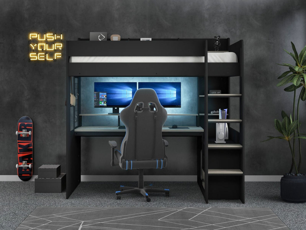 Recoil Kyrk Storage Gaming High Sleeper Black
