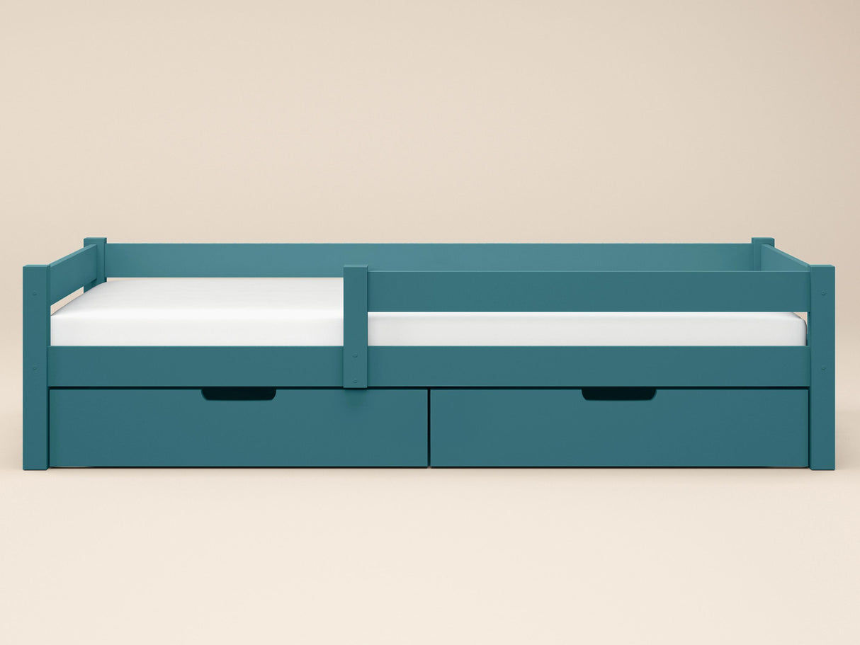Flair Milo Single Bed with Storage Pine Petrol Blue