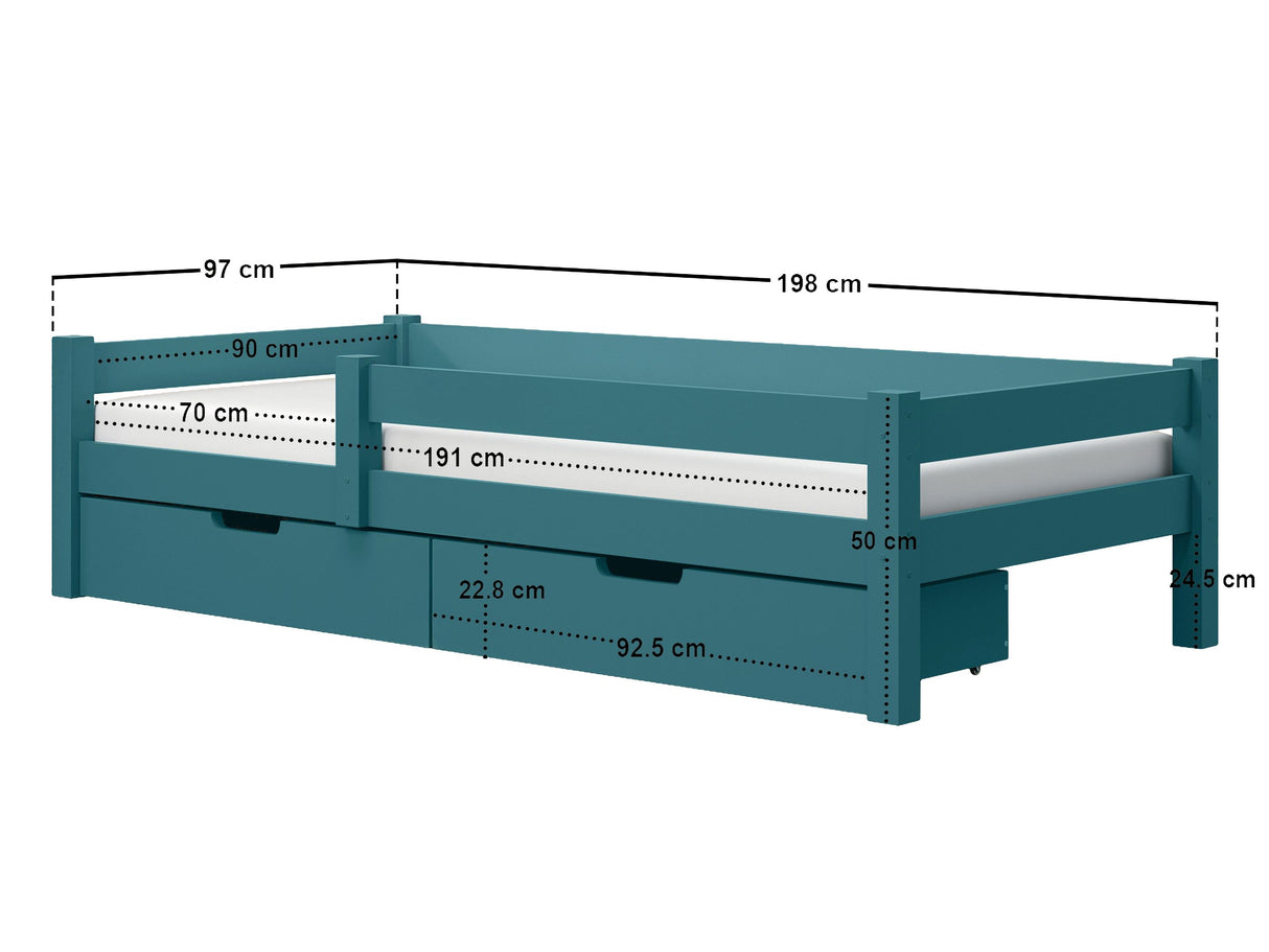 Flair Milo Single Bed with Storage Pine Petrol Blue