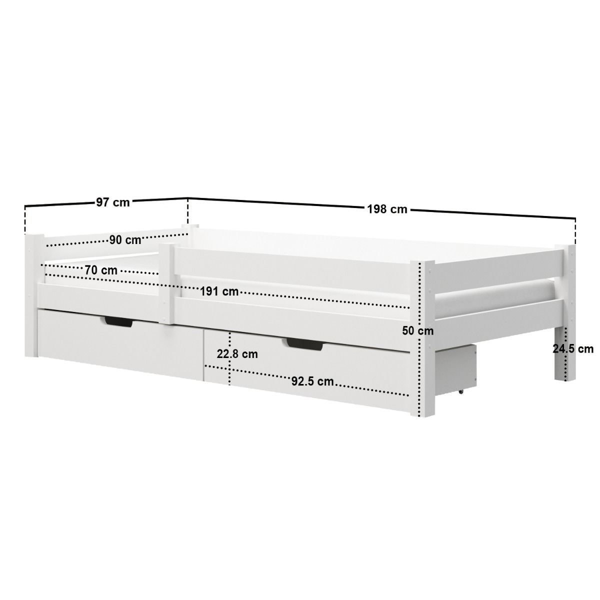 Flair Milo Single Bed with Storage Pine White
