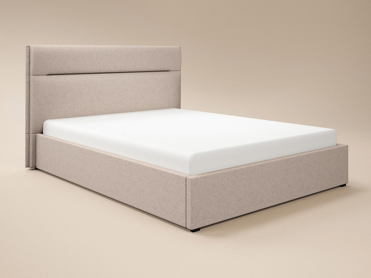 SOLACE+CO Nela Ottoman Bed Woven Fabric Beige Double
