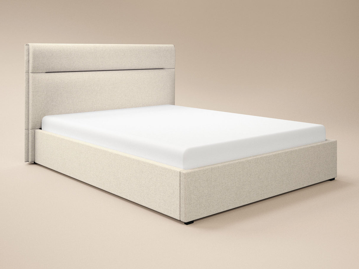 SOLACE+CO Nela Ottoman Bed Woven Fabric Cream Double