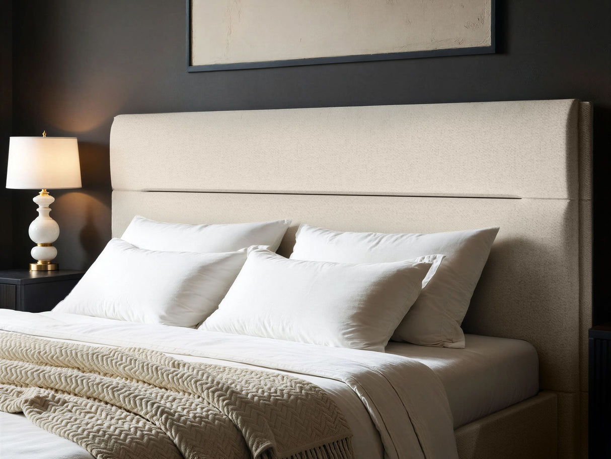 SOLACE+CO Nela Ottoman Bed Woven Fabric Cream Double