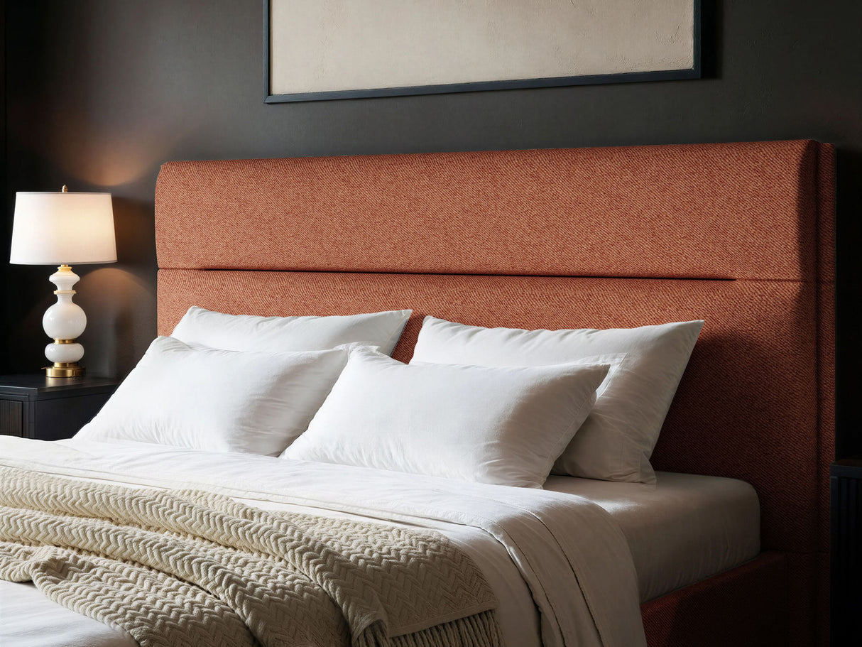 SOLACE+CO Nela Ottoman Bed Woven Fabric Burnt Orange Double