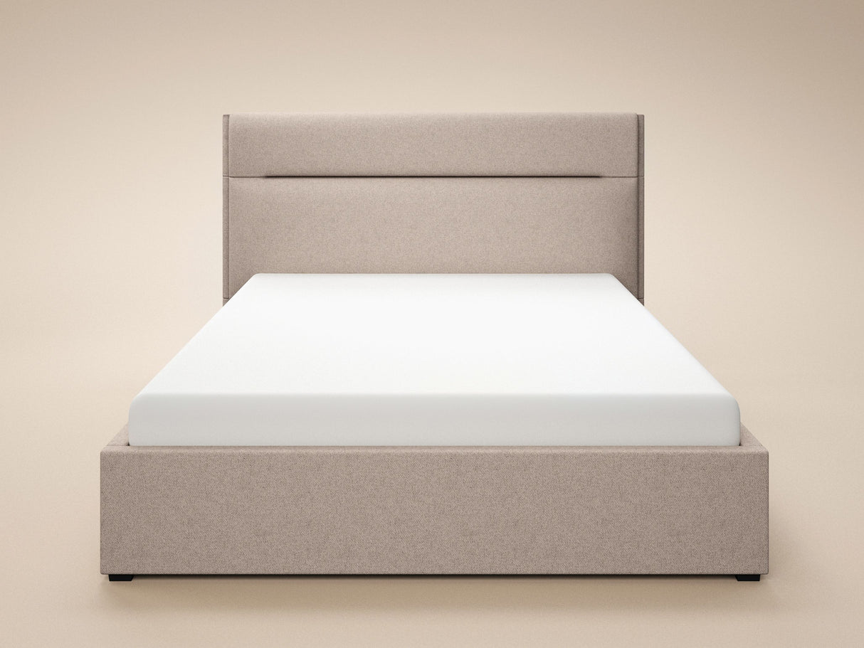 SOLACE+CO Nela Ottoman Bed Woven Fabric Beige Double