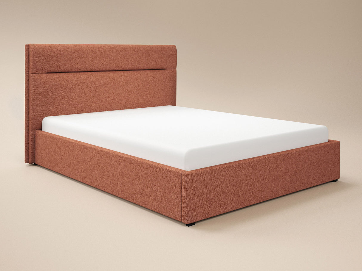 SOLACE+CO Nela Ottoman Bed Woven Fabric Burnt Orange Kingsize