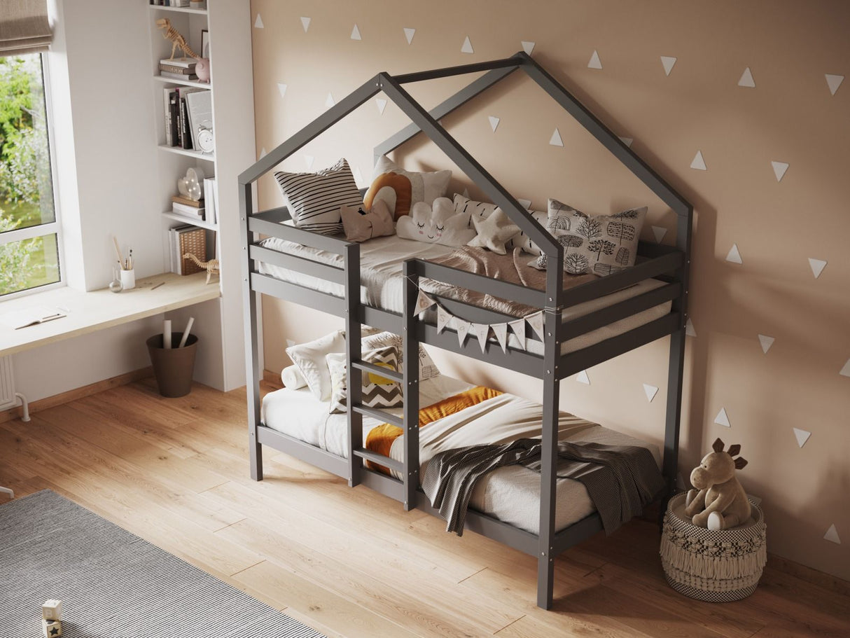 Flair Nest Wooden House Bunk Bed Grey