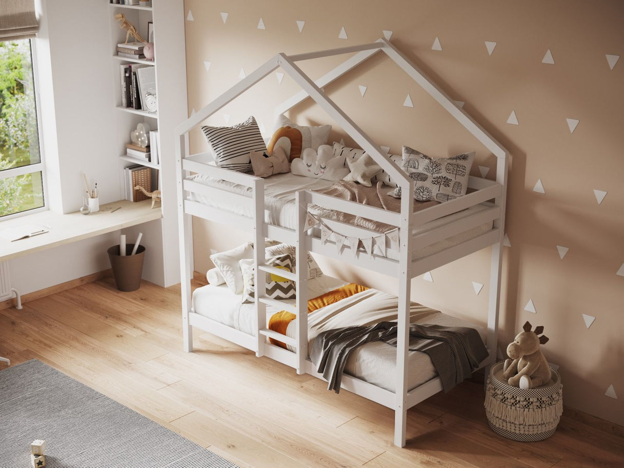 Flair Nest Wooden House Bunk Bed White