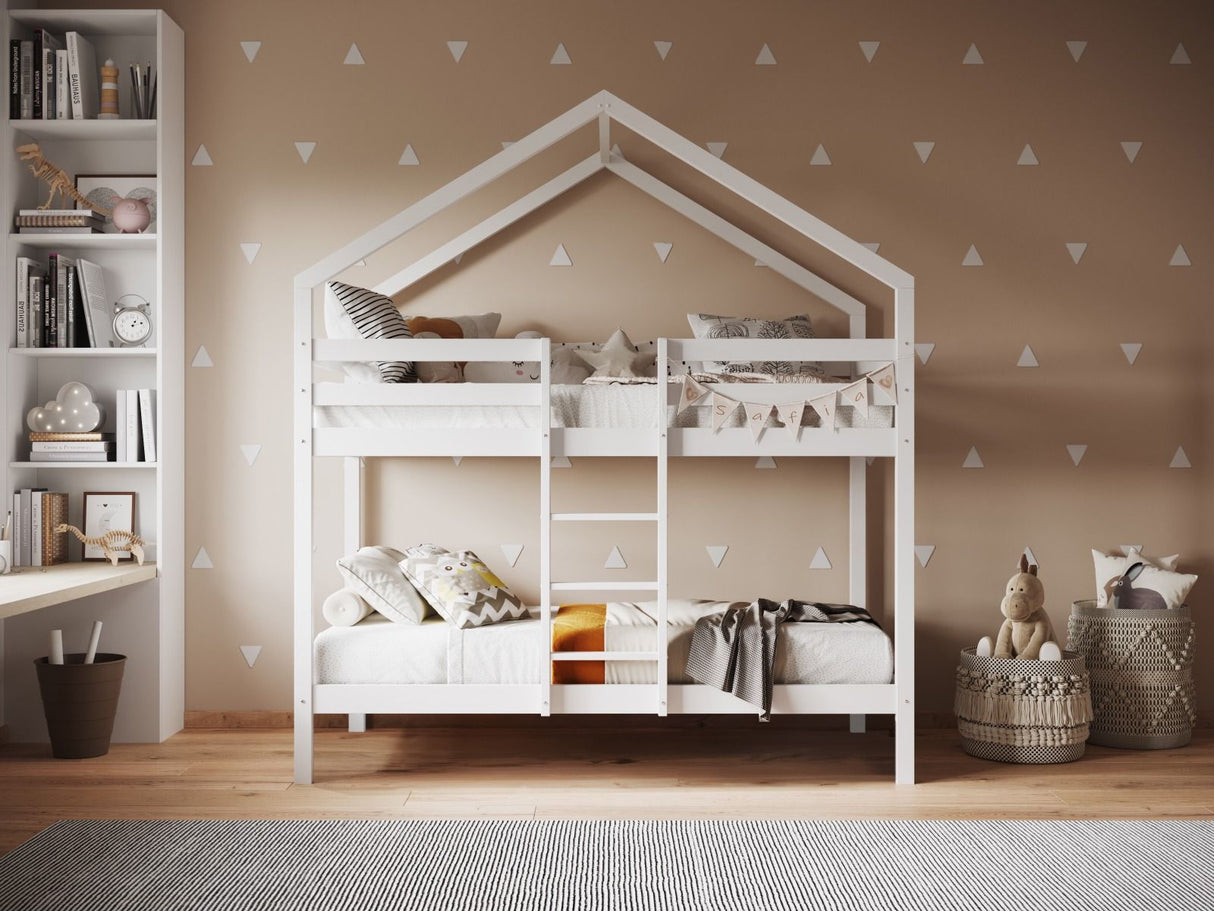 Flair Nest Wooden House Bunk Bed White