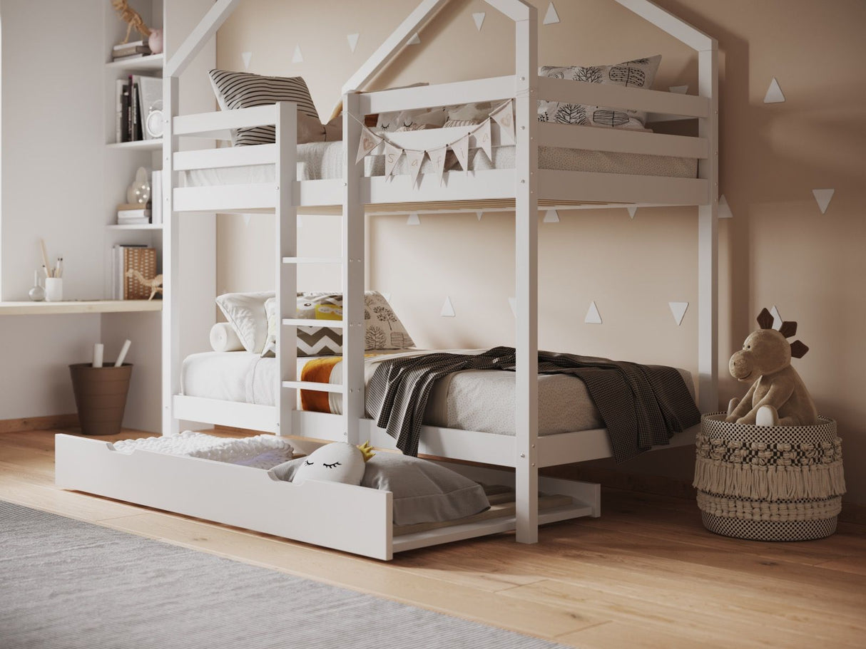 Flair Nest Wooden House Bunk Bed White