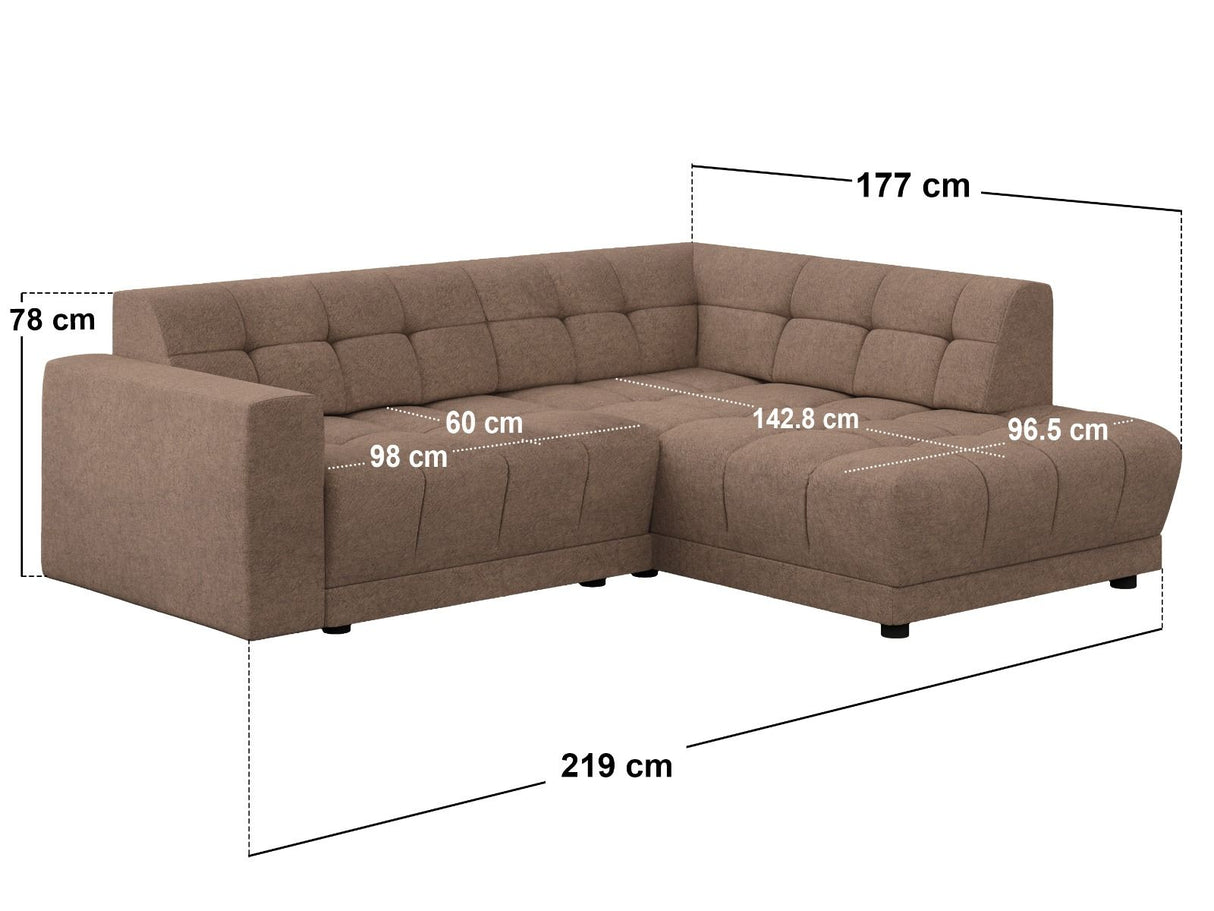 SOLACE+CO Asta 3-Seater Right Corner Sofa Brown Fabric