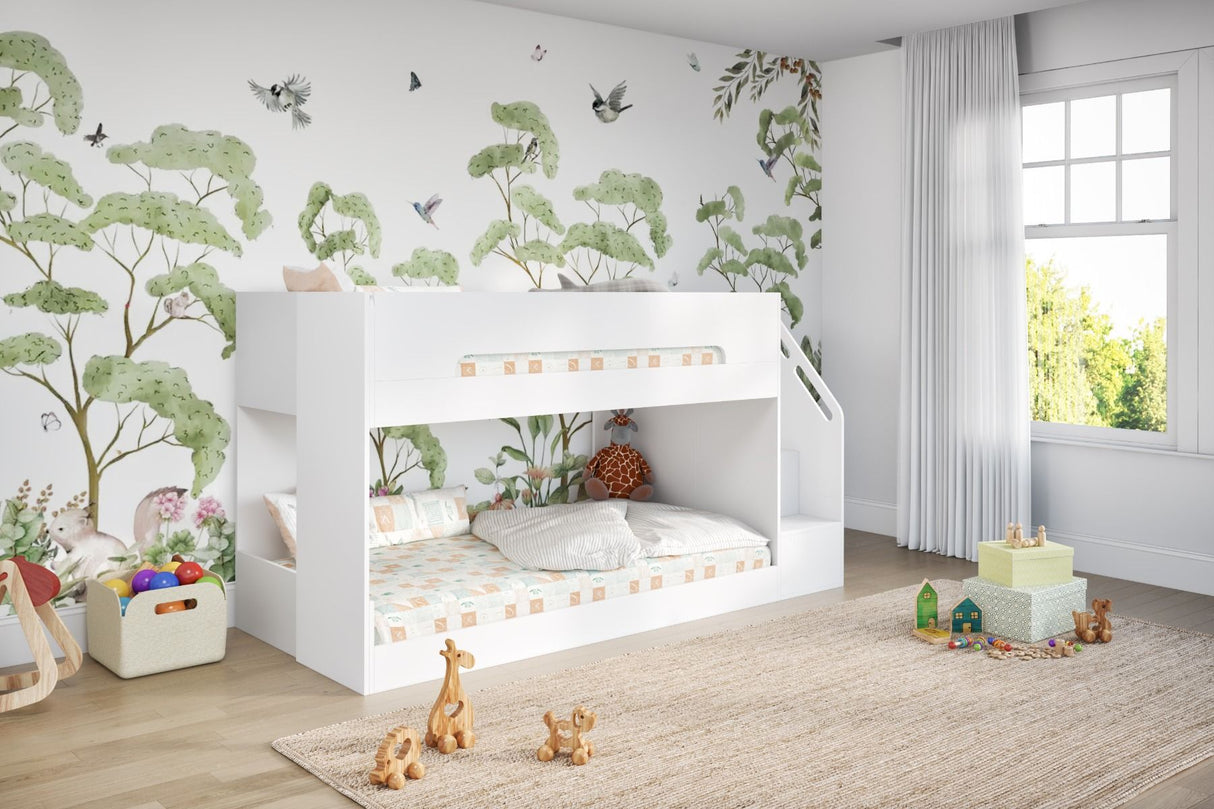 Flair Deimo Staircase Low Bunk Bed White