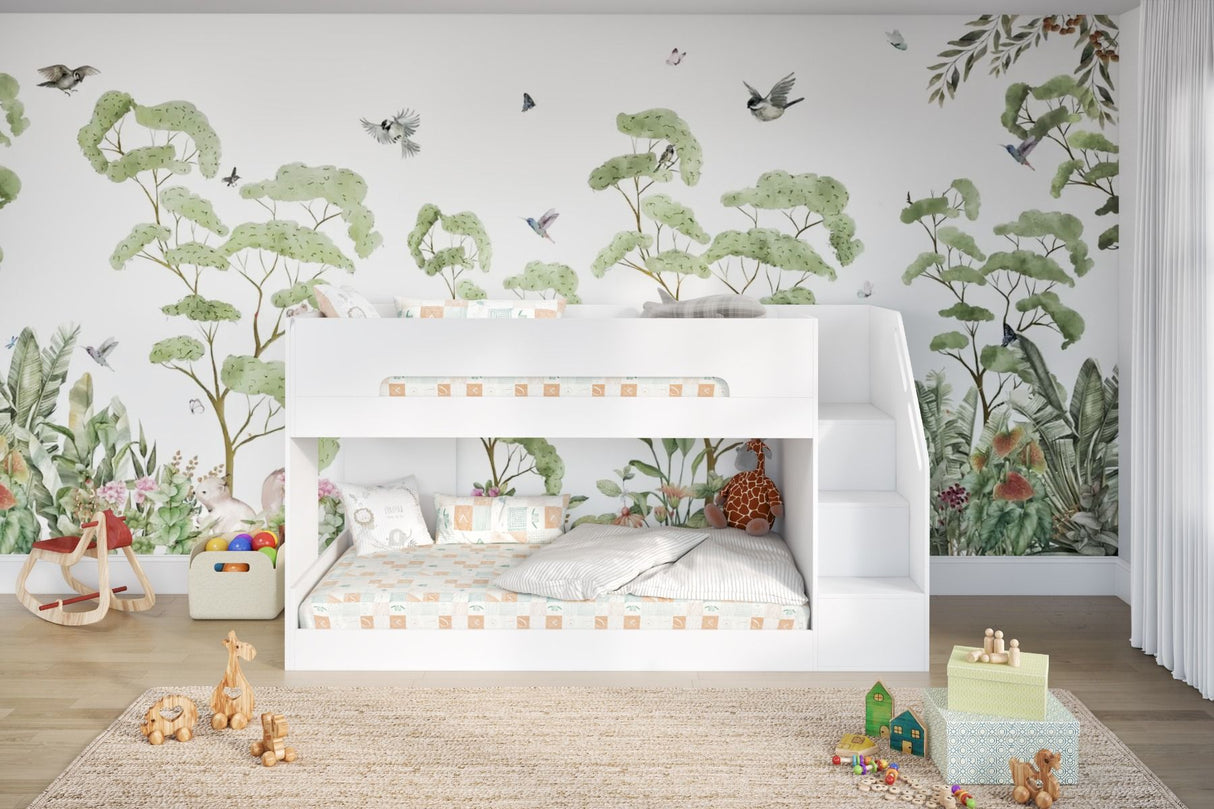 Flair Deimo Staircase Low Bunk Bed White
