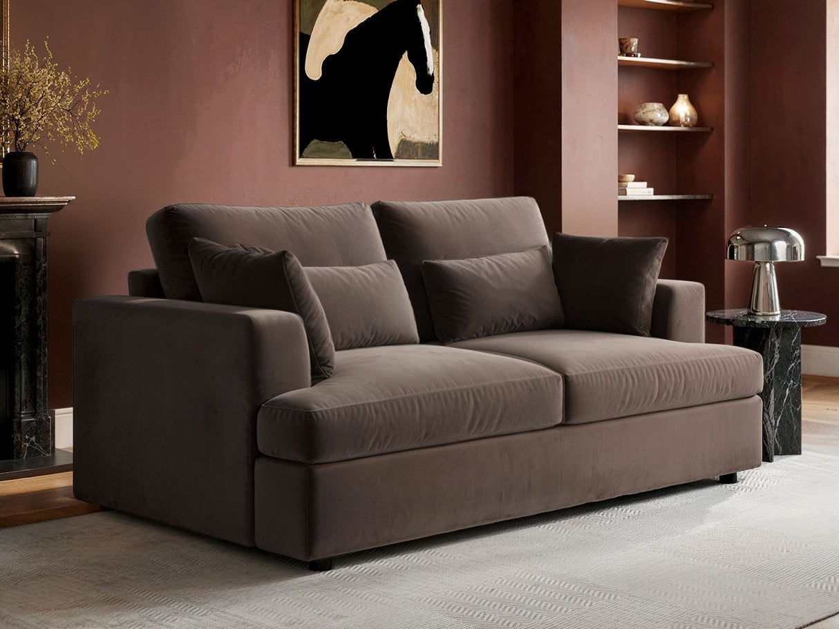 SOLACE+CO Drew 2 Seater Mocha Velvet Sofa