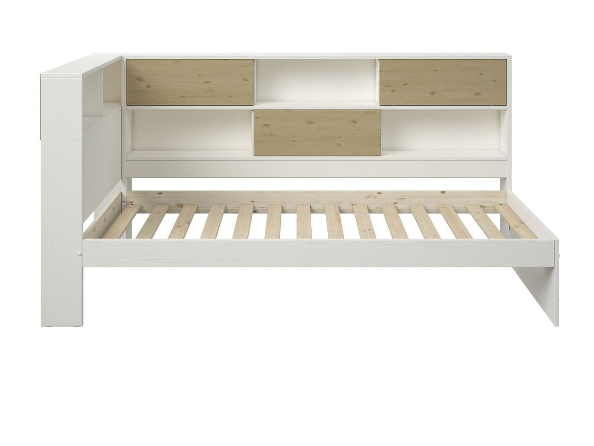 Noomi Jorgi Corner Storage Bed White & Oak (FSC-Certified)
