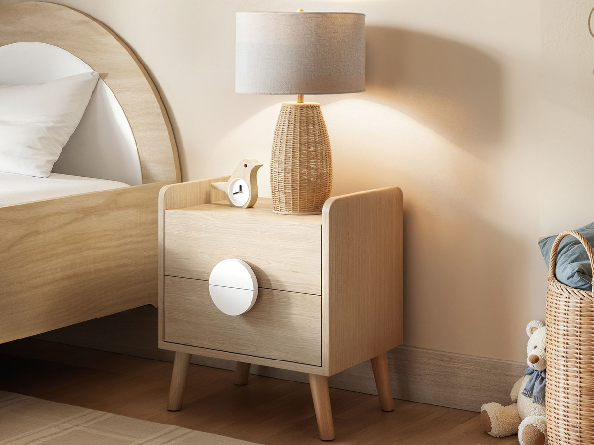 Flair Noah 2 Drawer Bedside Table Oak & White
