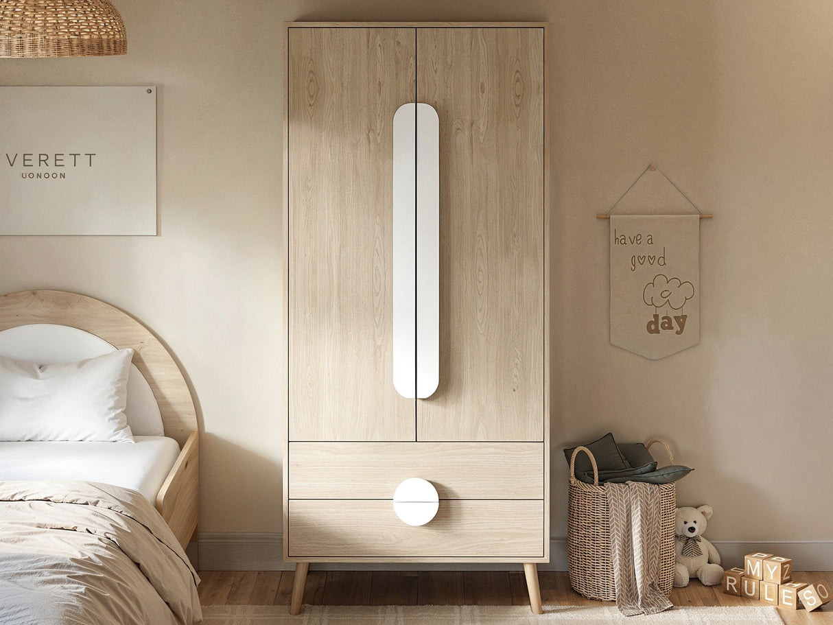 Flair Noah 2 Door Wardrobe with 2 Drawers Oak & White