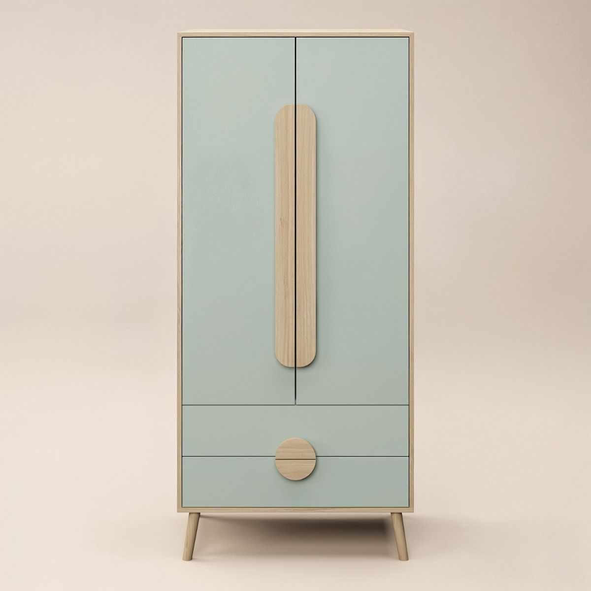 Flair Noah 2 Door Wardrobe with 2 Drawers Sage Green & Oak