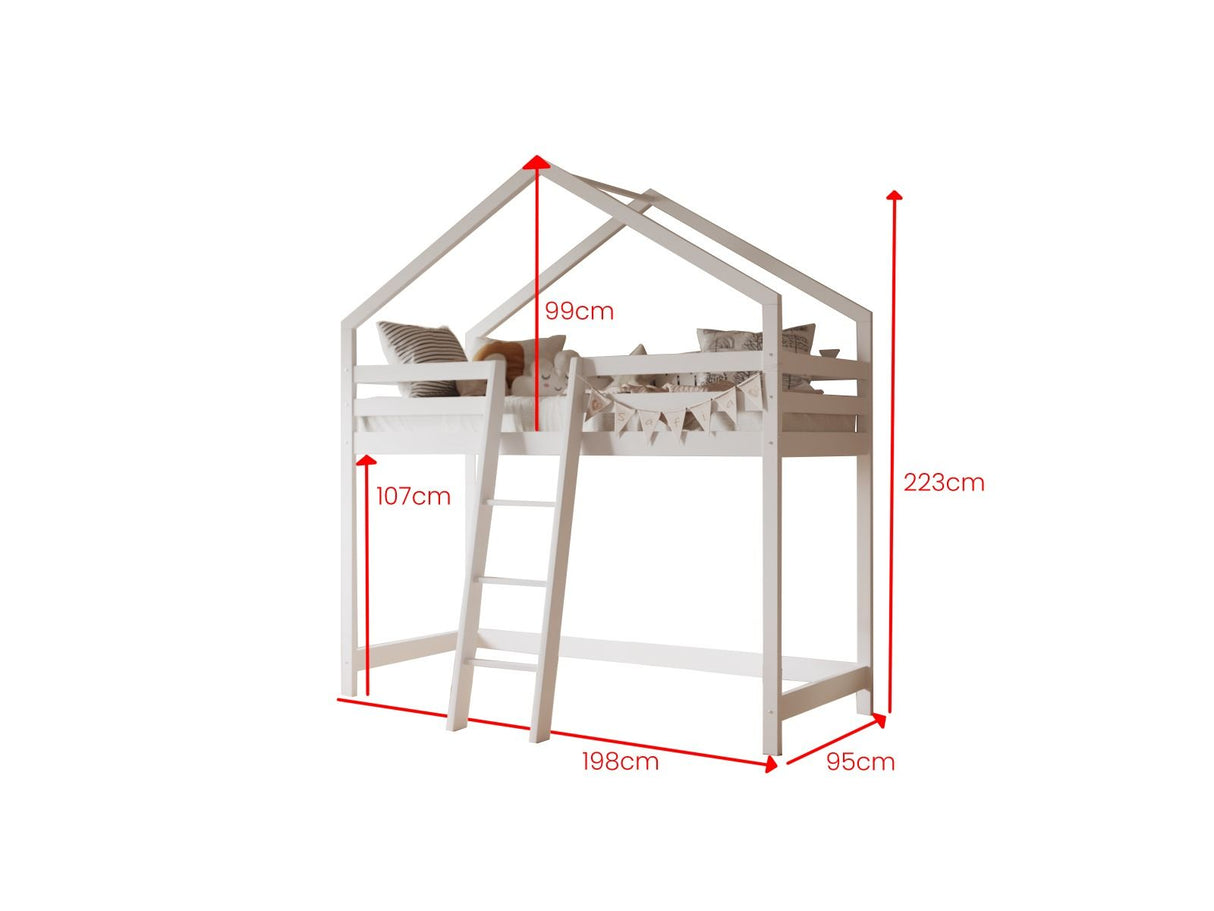 Flair Nook House Mid Sleeper White Wooden