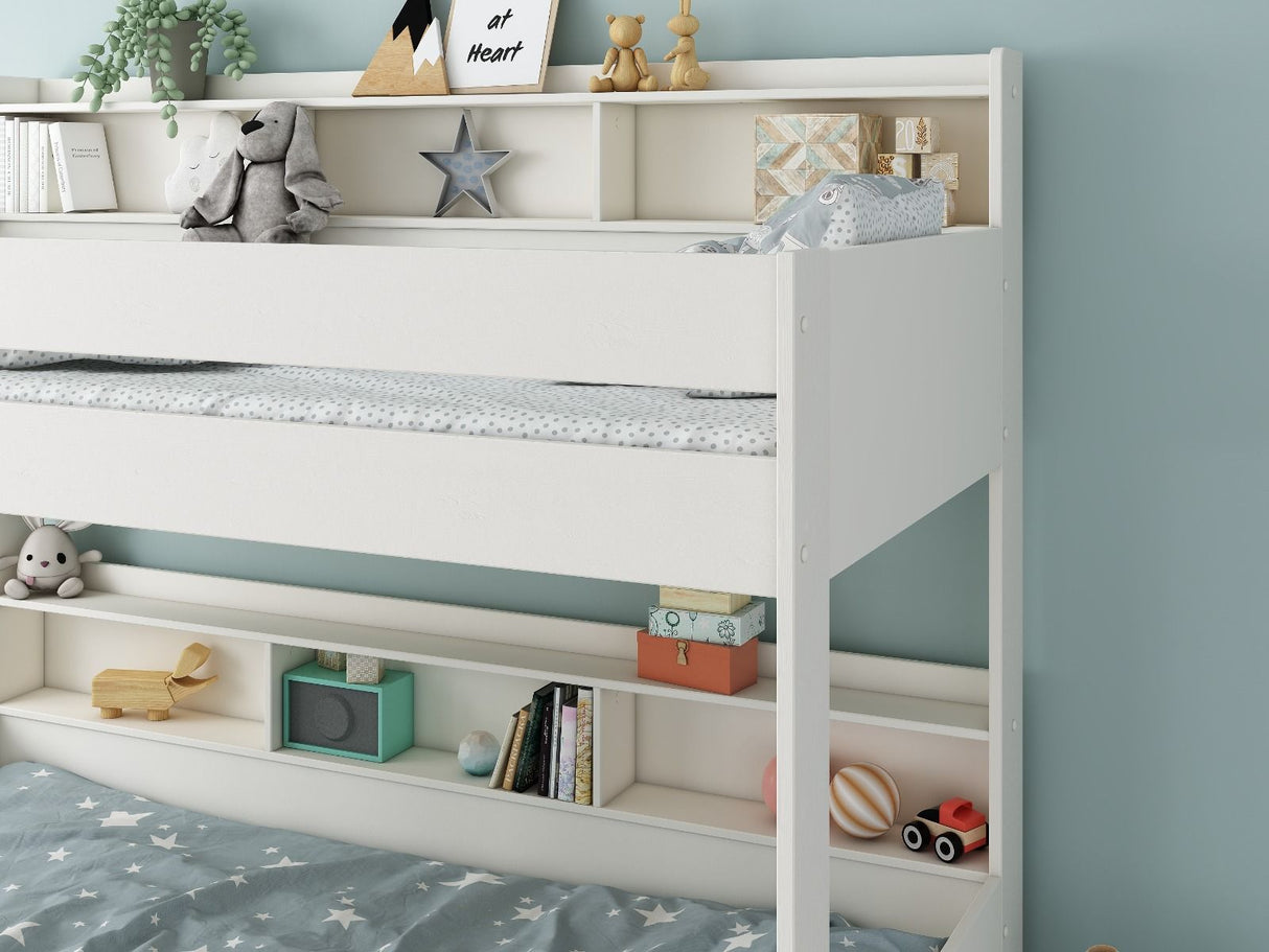Noomi Bodie Solid Wood Storage Bunk Bed White (FSC-Certified)