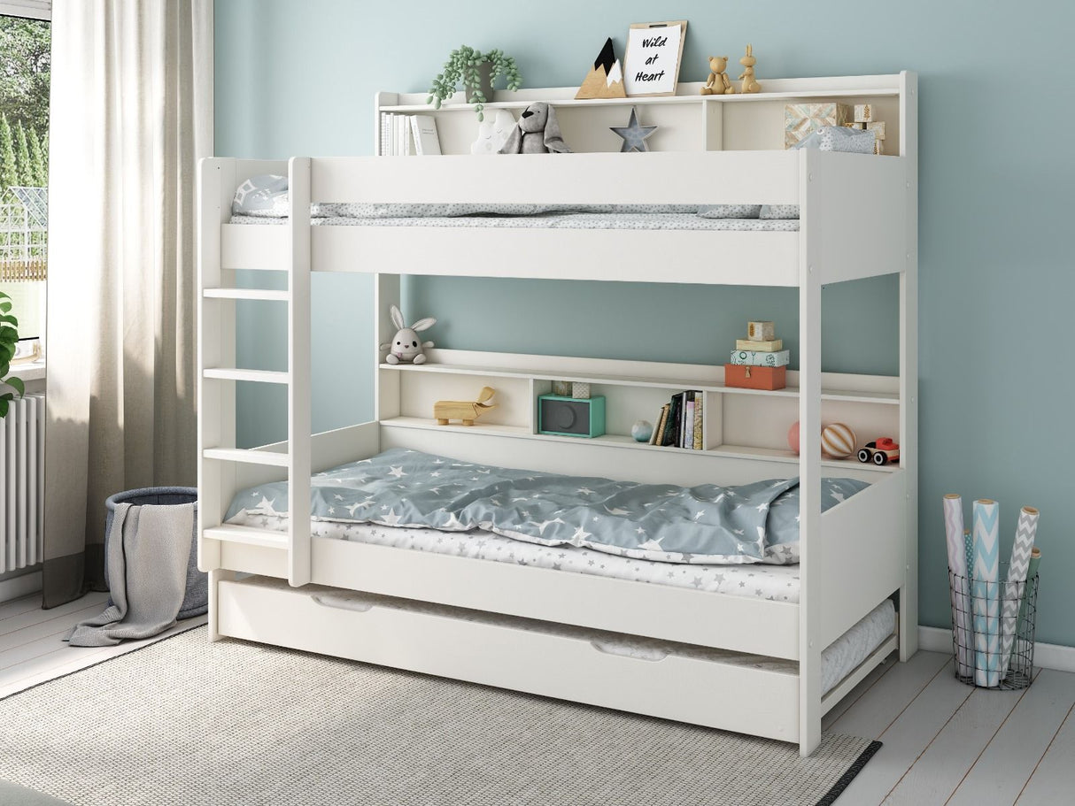 Noomi Bodie Solid Wood Storage Bunk Bed White (FSC-Certified)