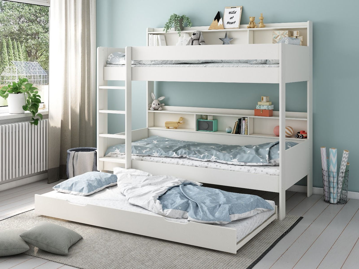 Noomi Bodie Solid Wood Storage Bunk Bed White (FSC-Certified)