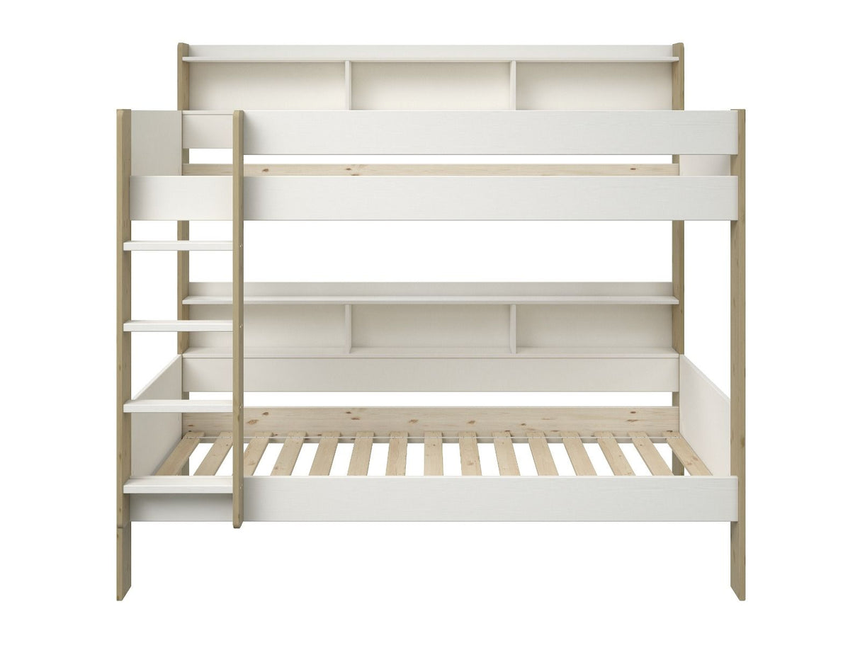 Noomi Bodie Solid Wood Storage Bunk Bed White & Oak (FSC-Certified)