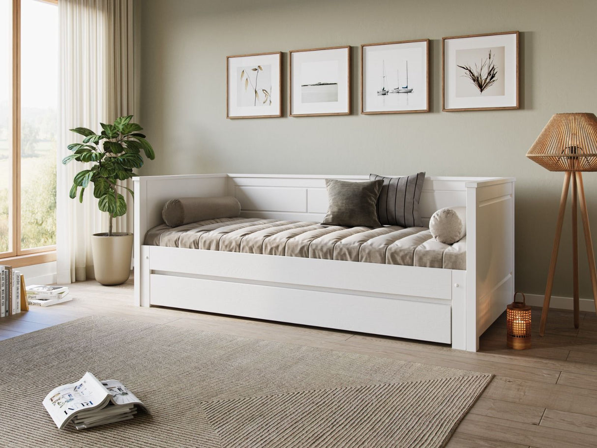 Noomi Erika Guest Bed with Drawer White (FSC-Certified)