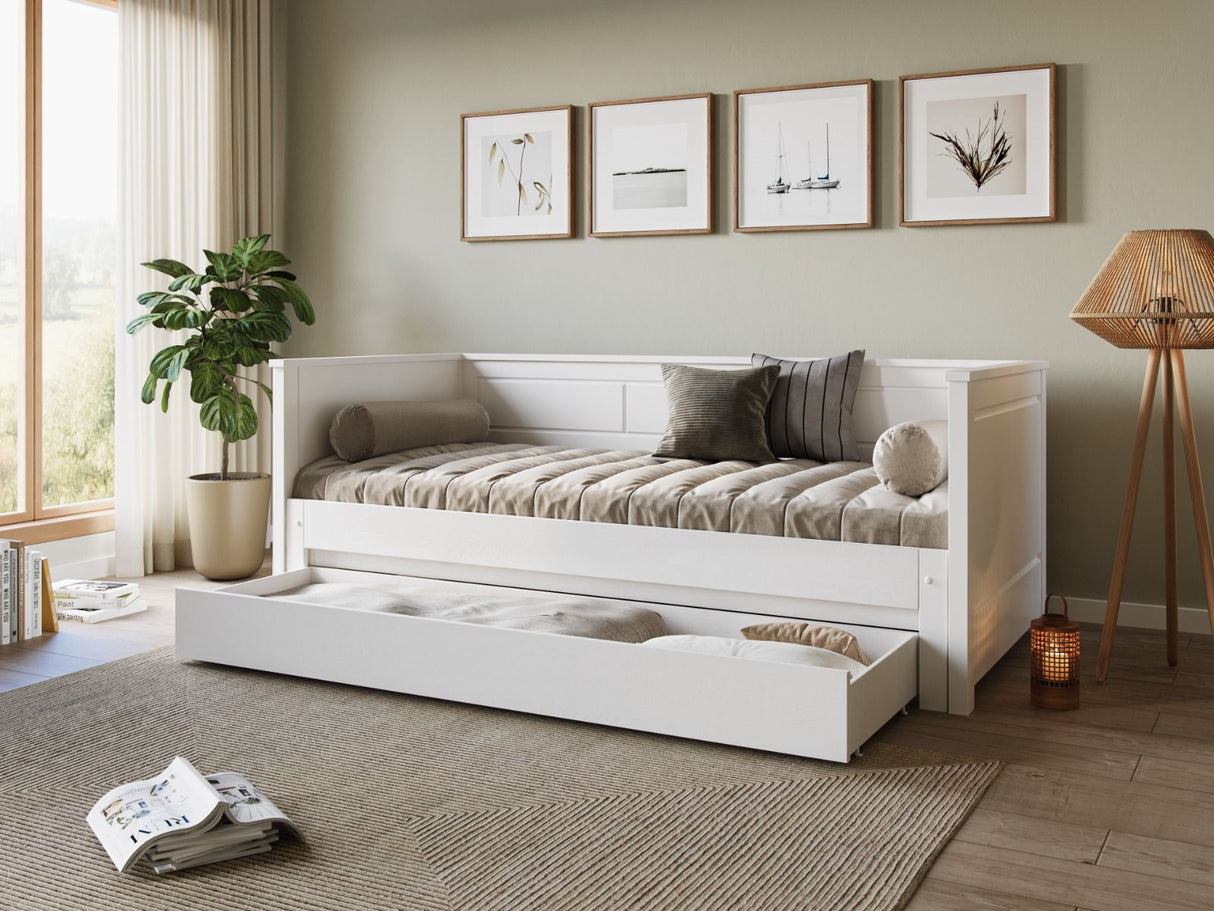 Noomi Erika Guest Bed with Drawer White (FSC-Certified)