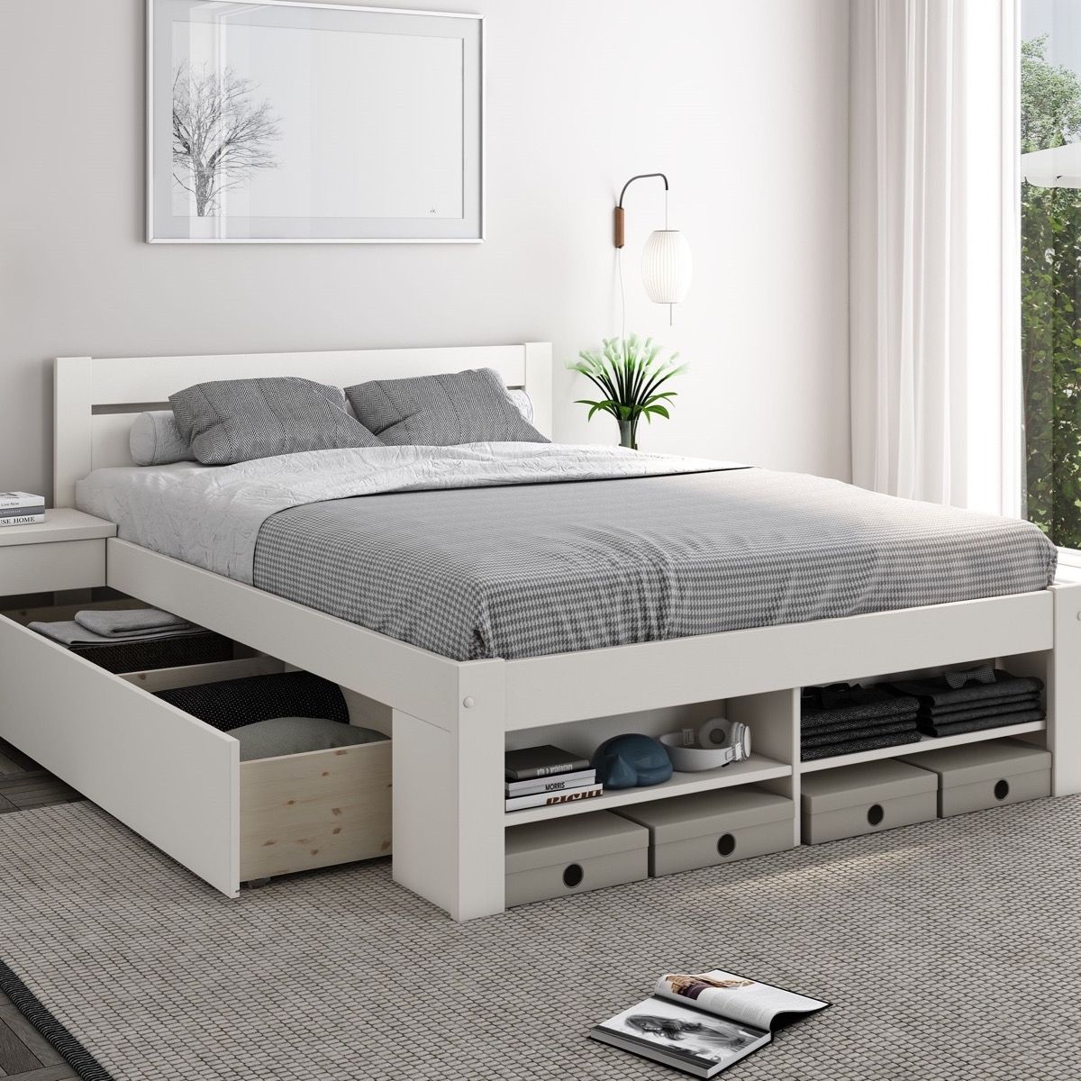 Noomi Pradis Kingsize Storage Bed White (FSC-Certified)