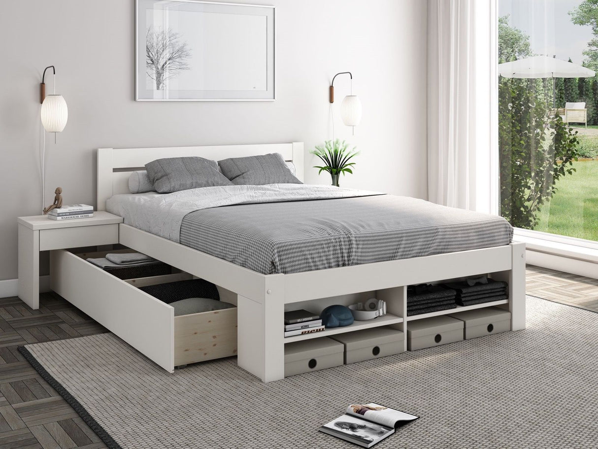 Noomi Pradis Double Storage Bed White (FSC-Certified)